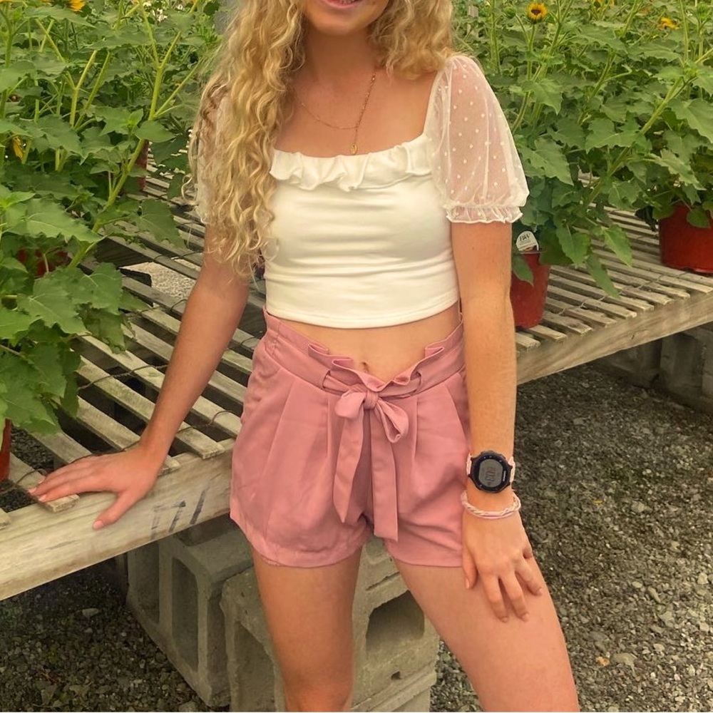 Pink paperback waist shorts